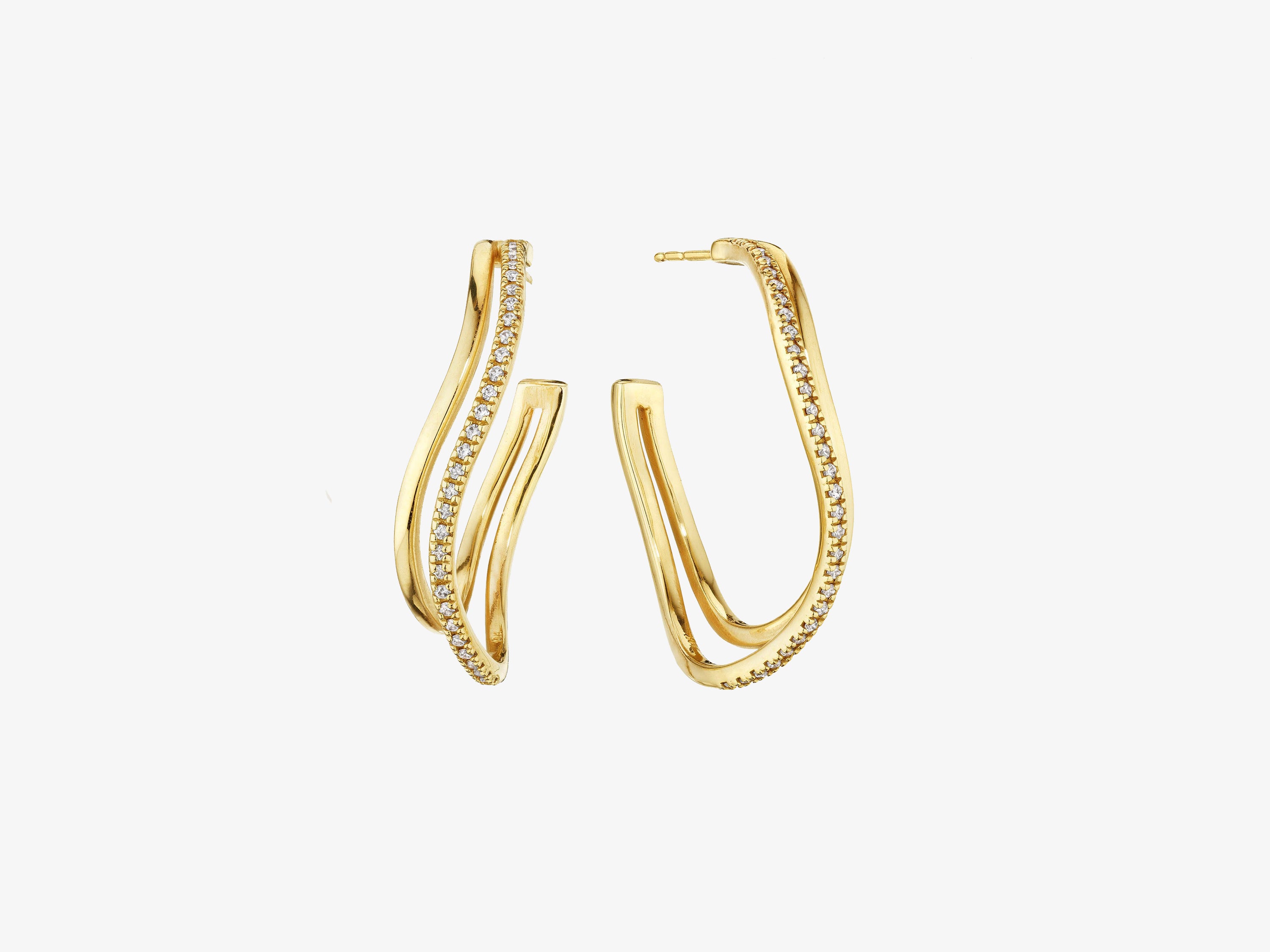 Gold and Diamond Hoops, 1 1/4“