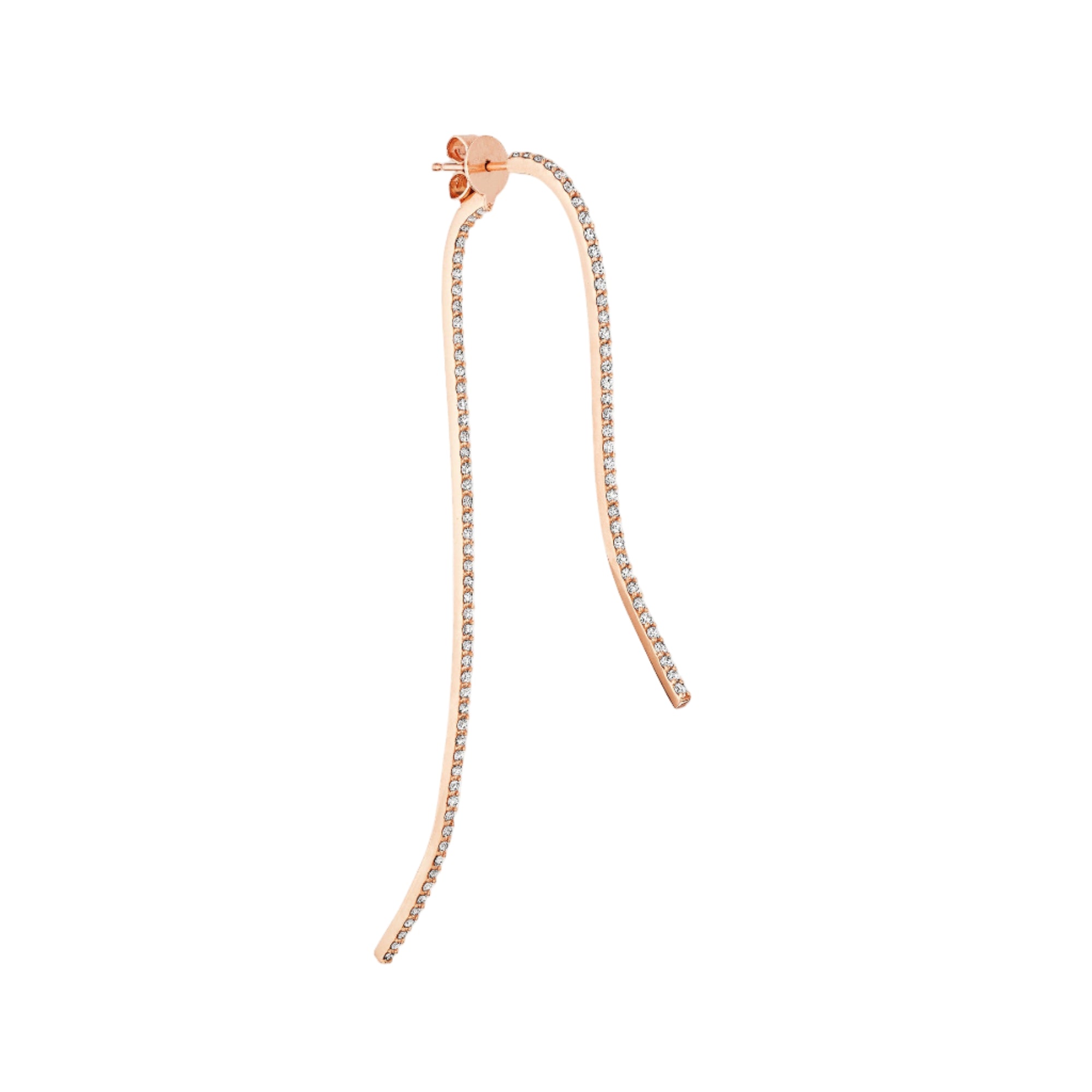 Infinity Sculptural Two Part Curved Earring with Diamond Pave