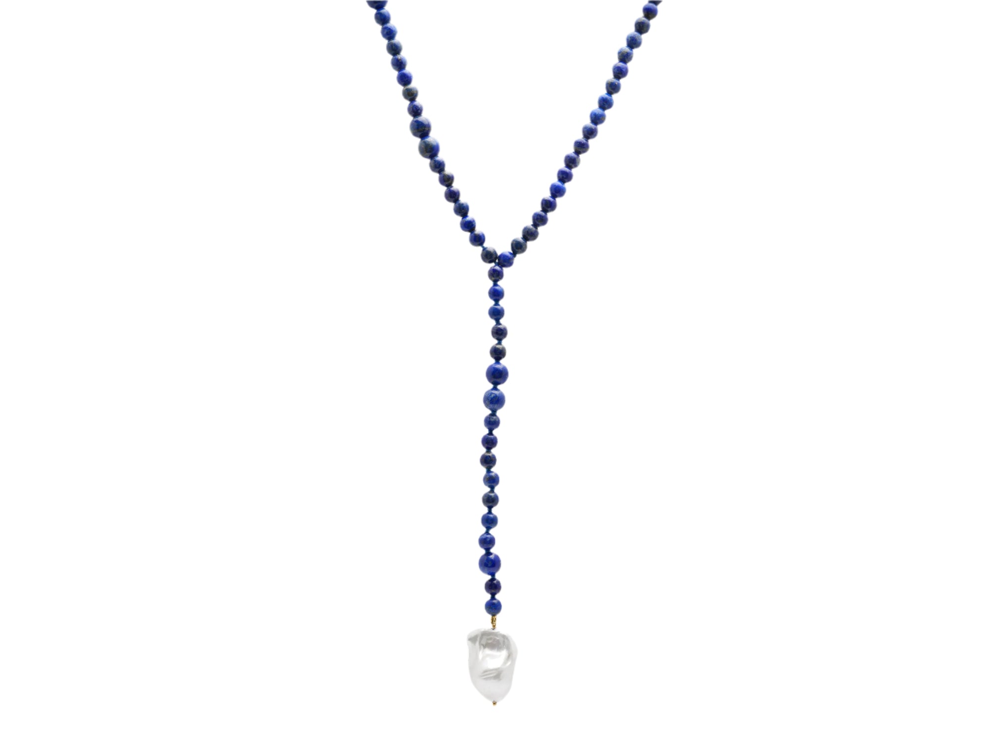 Lapis and Baroque Pearl Lariat