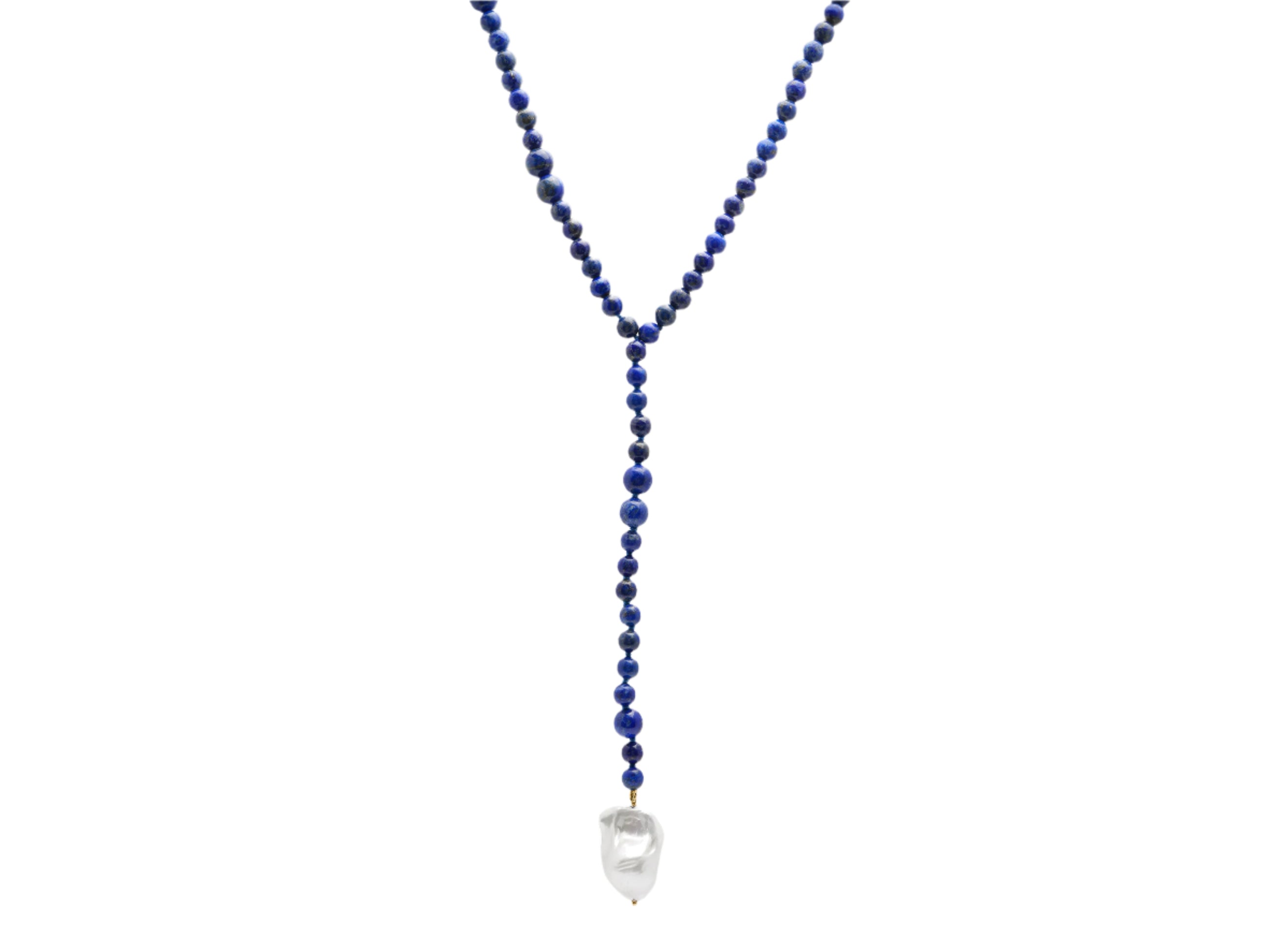 Lapis and Baroque Pearl Lariat