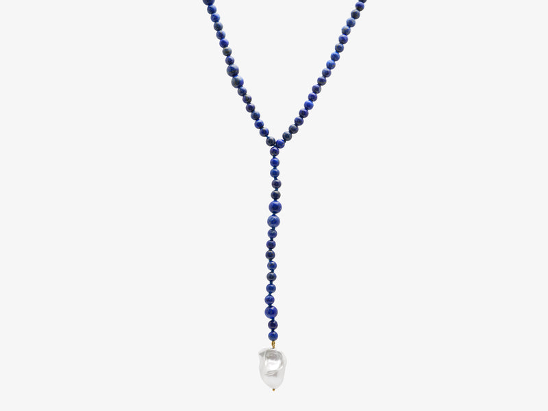 Cap Ferret Lapis and Baroque Pearl Lariat