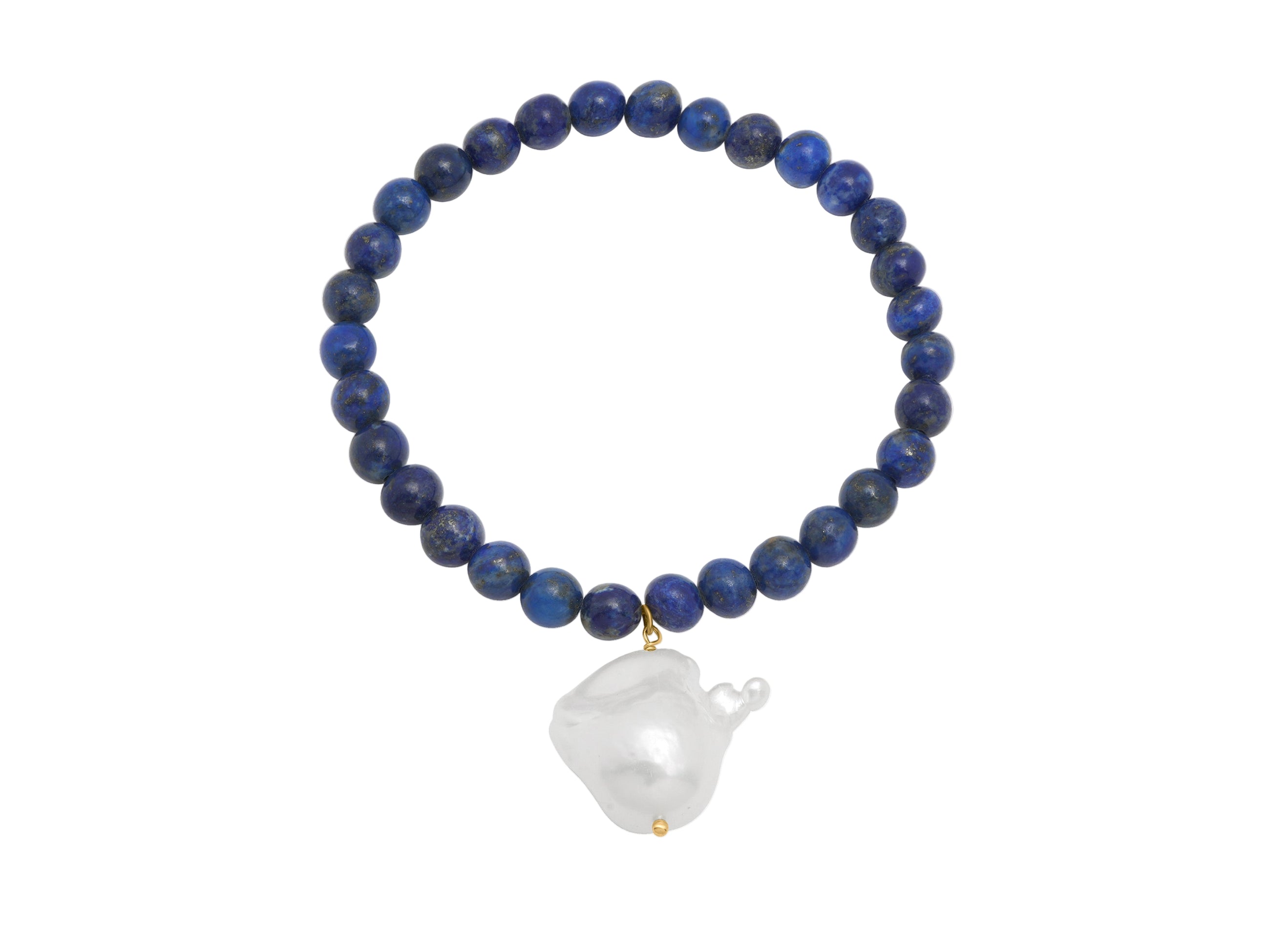 Lapis and Hanging Baroque Pearl Bracelet