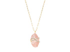 Rock Candy Rose Quartz Gold and Diamond Caged Necklace