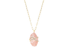 Rock Candy Rose Quartz Gold and Diamond Caged Necklace