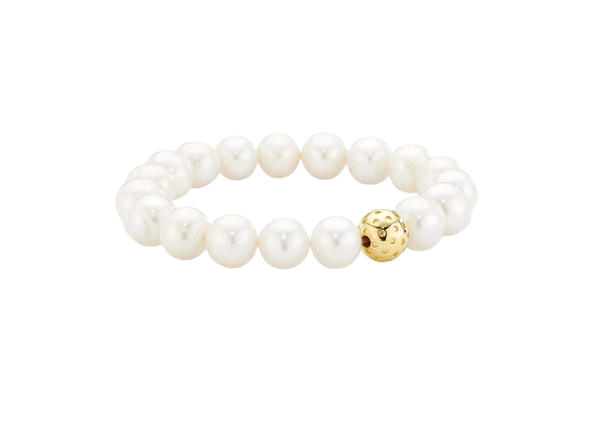 Freshwater Pearl Bracelet with Gold Vermeil Perforated Ball