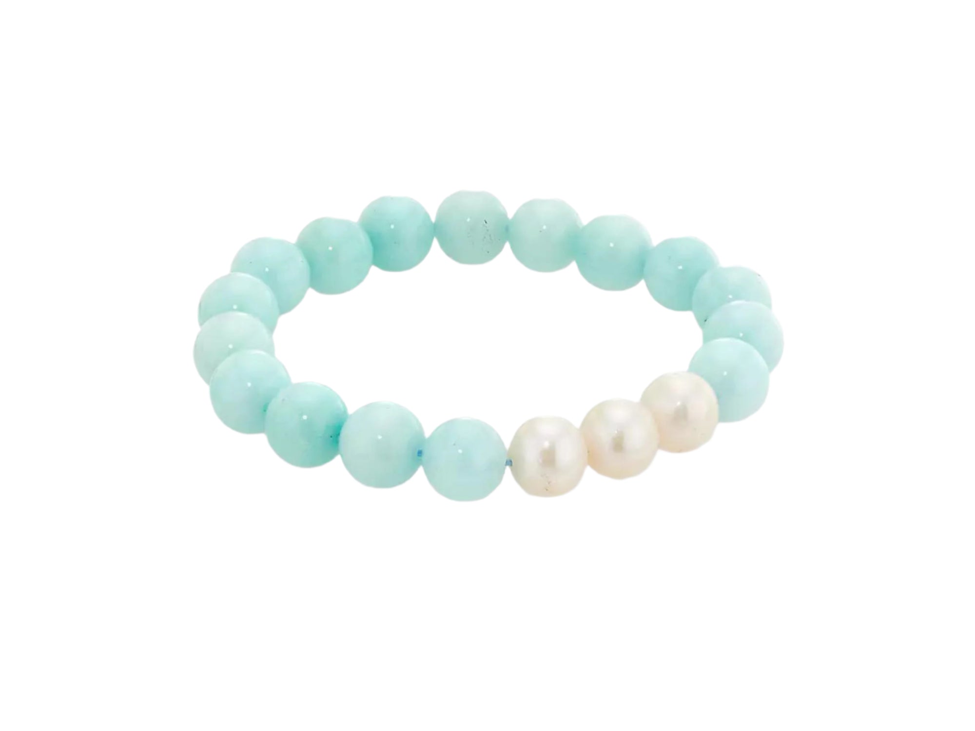 Aqua Quartzite Bracelet with Three Small Baroque Pearls