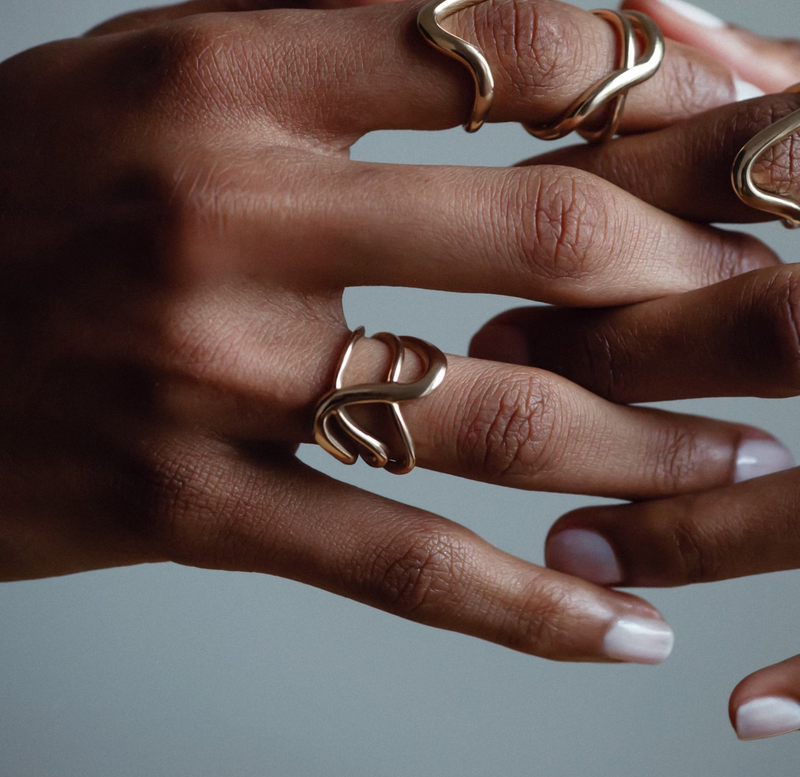 All Gold Triple Criss Cross Ring