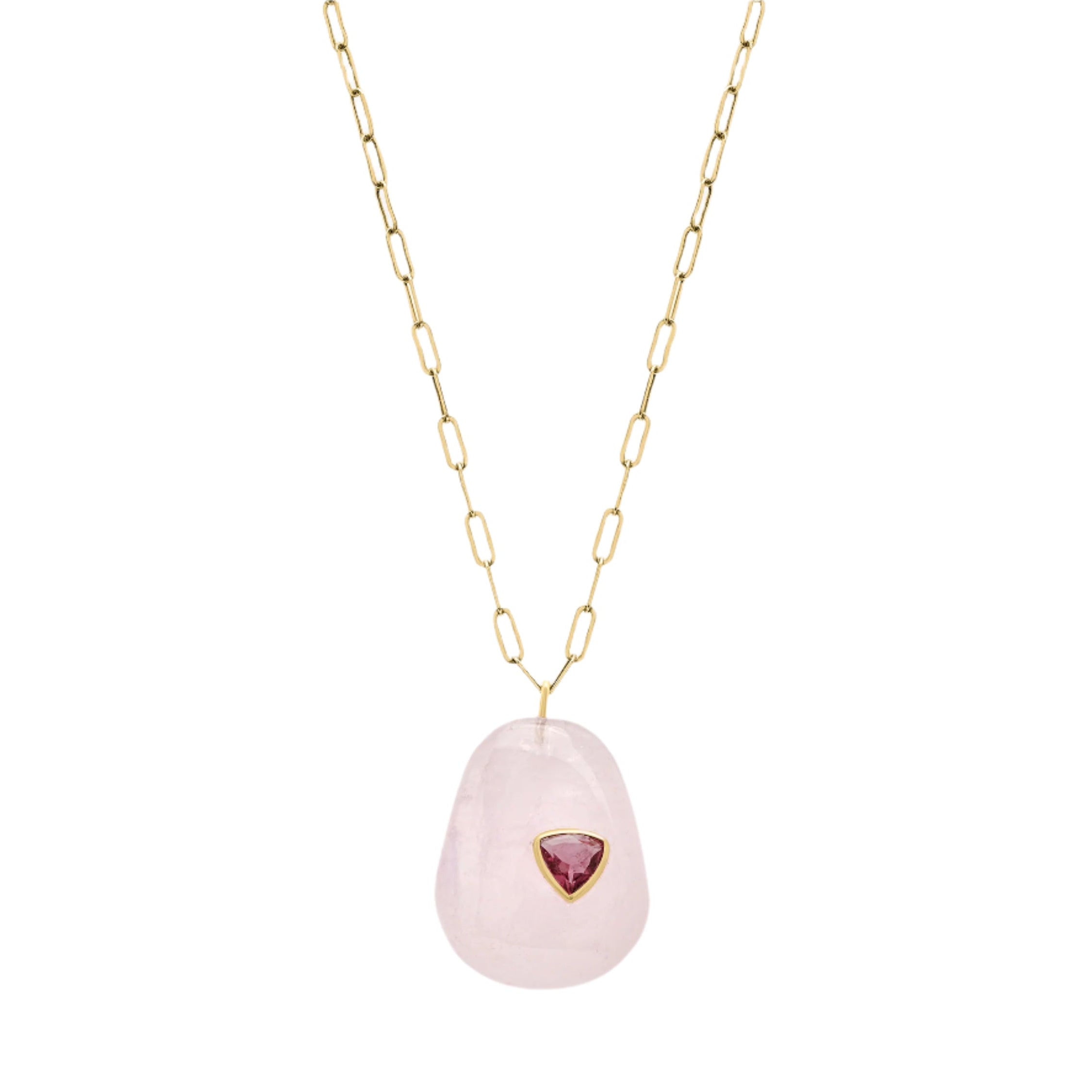 Pink Amethyst Necklace with Trillion Inset