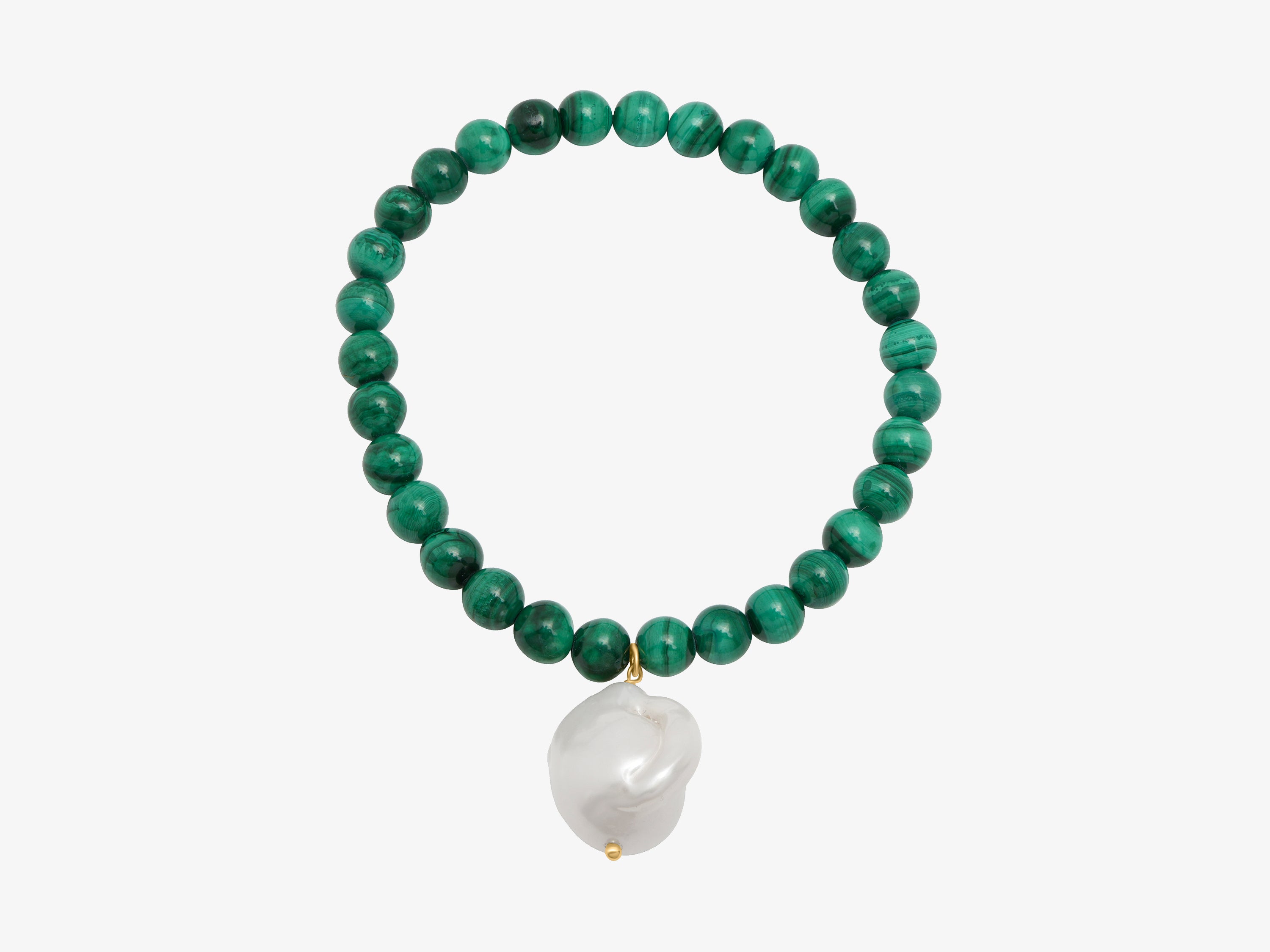 Cap Ferret Malachite and Hanging Baroque Pearl Bracelet