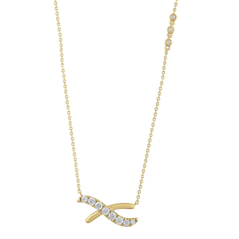 Gold and Diamond Criss Cross Necklace