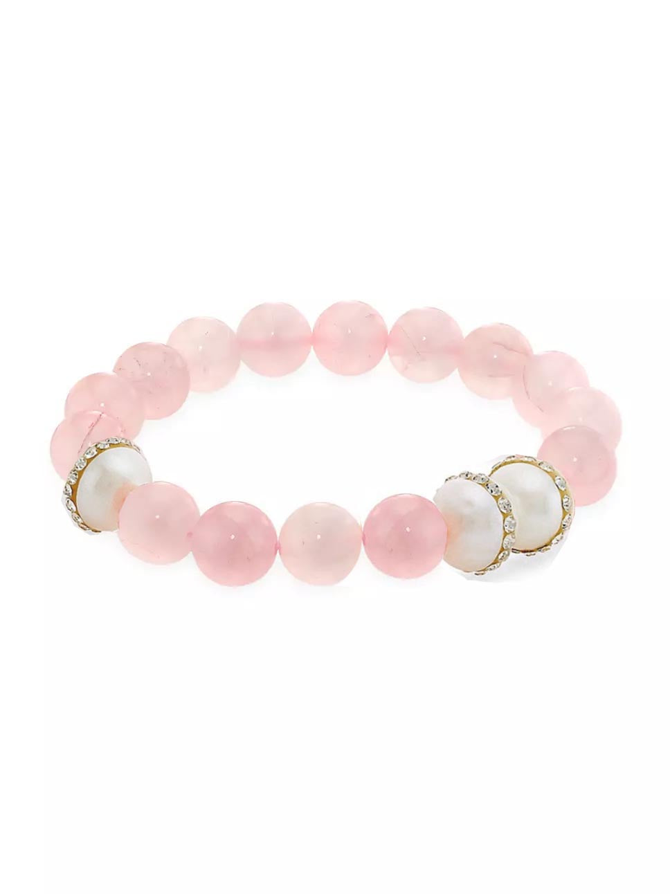 Beaded Bracelet with Fresh Water Pearl and Crystal Stations