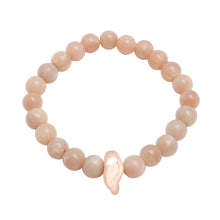 Peach Moonstone Bracelet with Rose Gold Vermeil Sculptural Accent