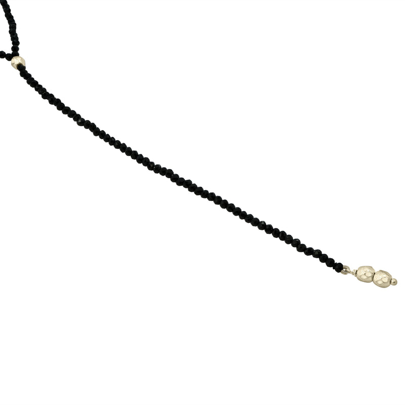 Black Spinel Lariat with Gold Sculptural Accents