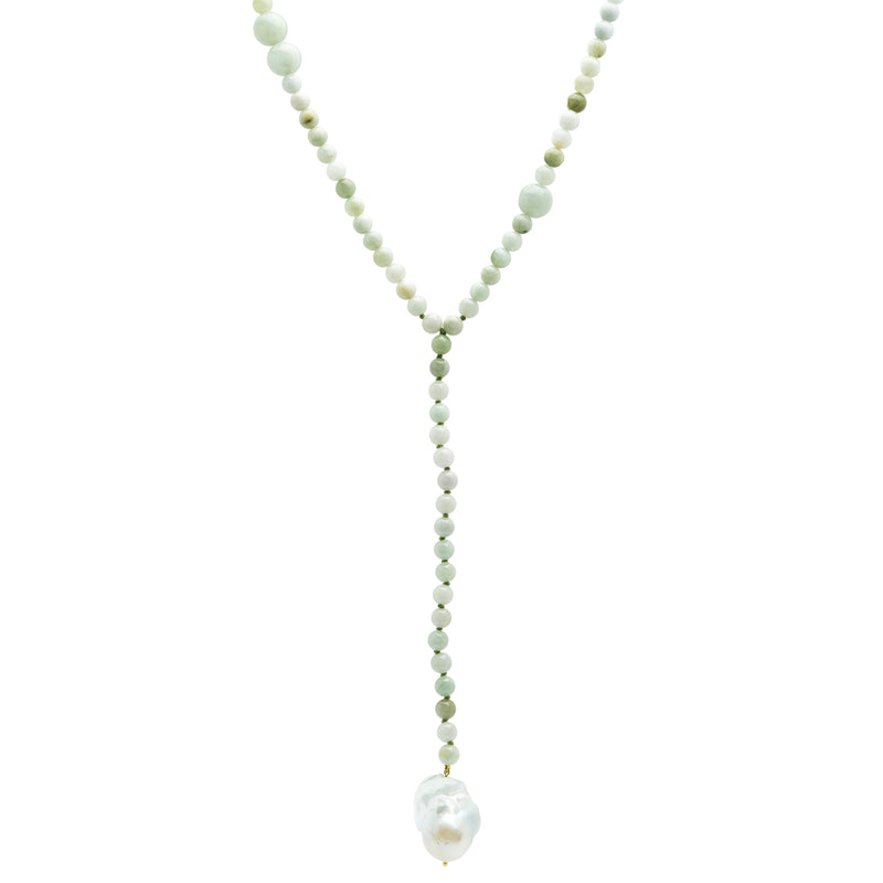 Aquamarine and Baroque Pearl Lariat