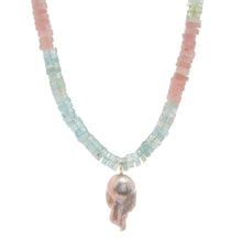 Aquamarine and Morganite Rondelle Necklace