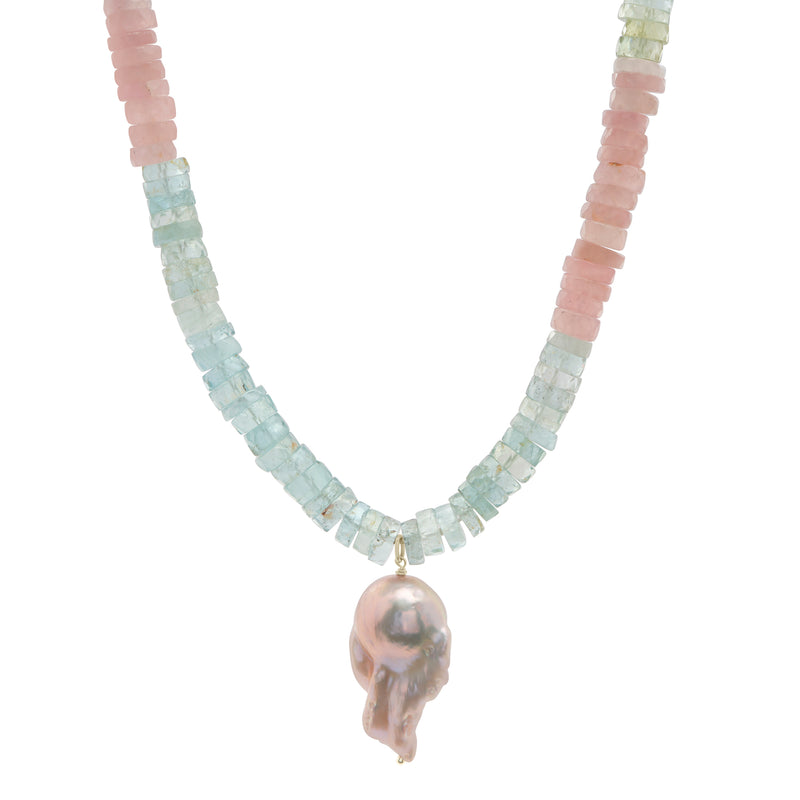 Aquamarine and Morganite Rondelle Necklace