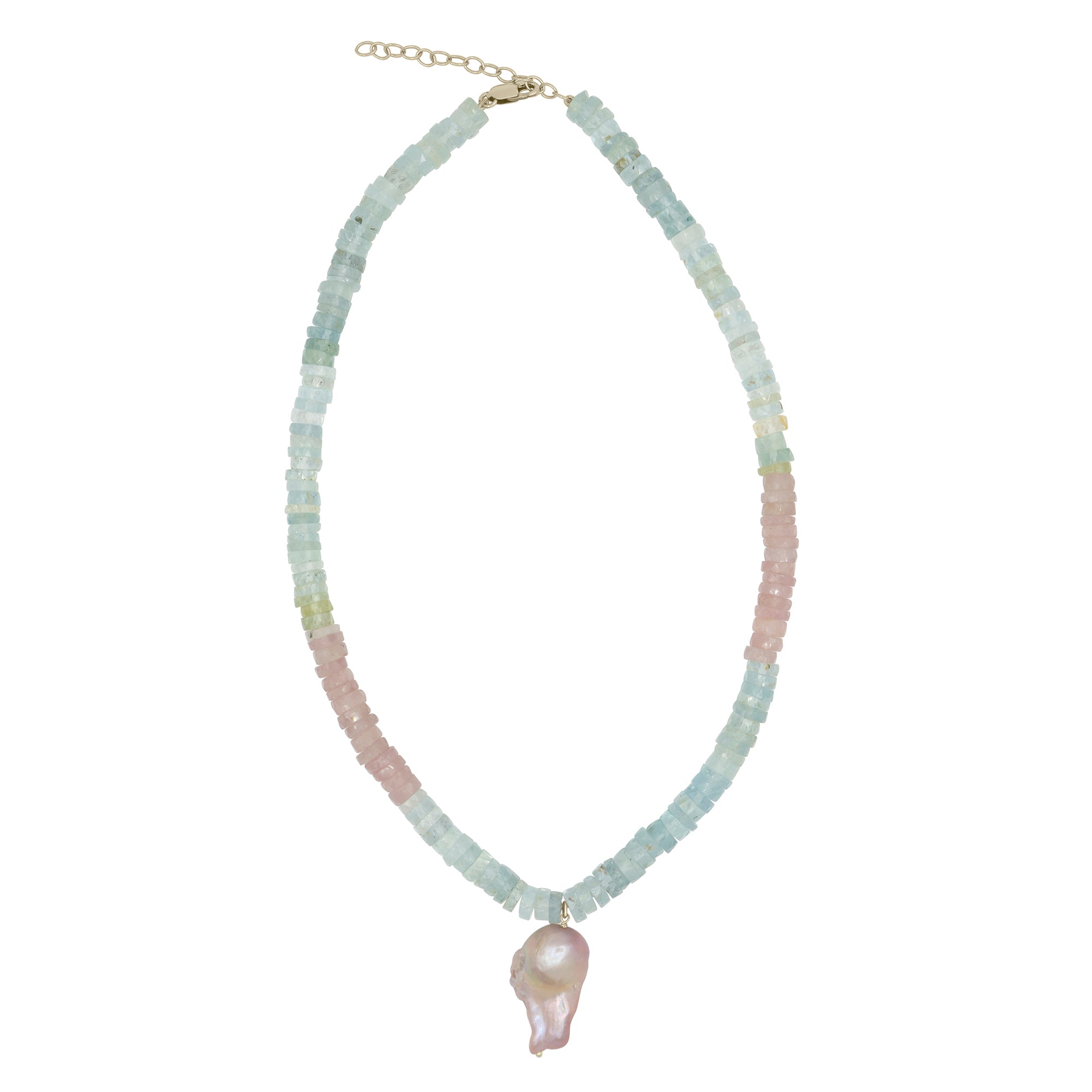 Aquamarine and Morganite Rondelle Necklace