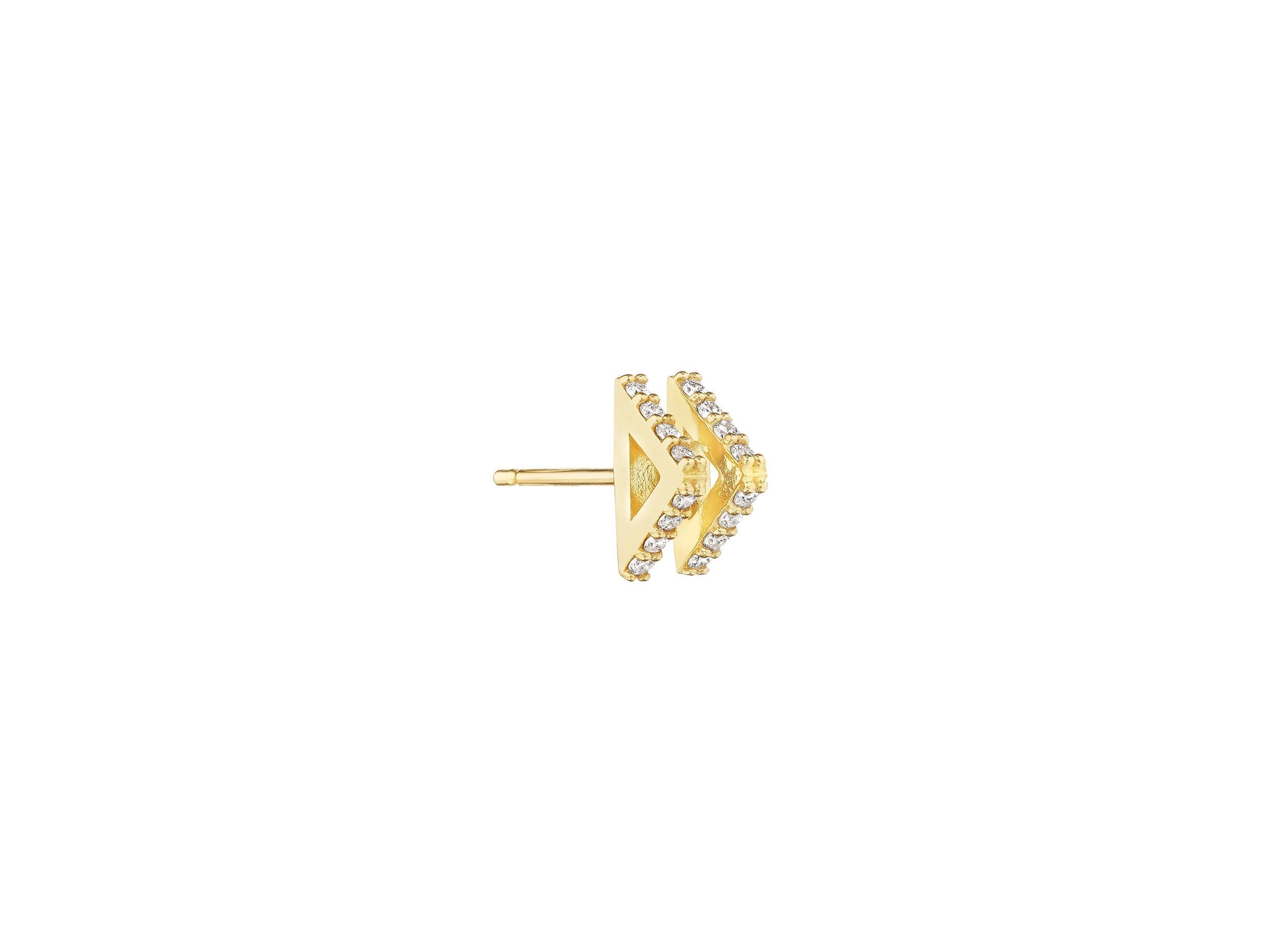 Double Triangle Single Stud with Diamond Pavé