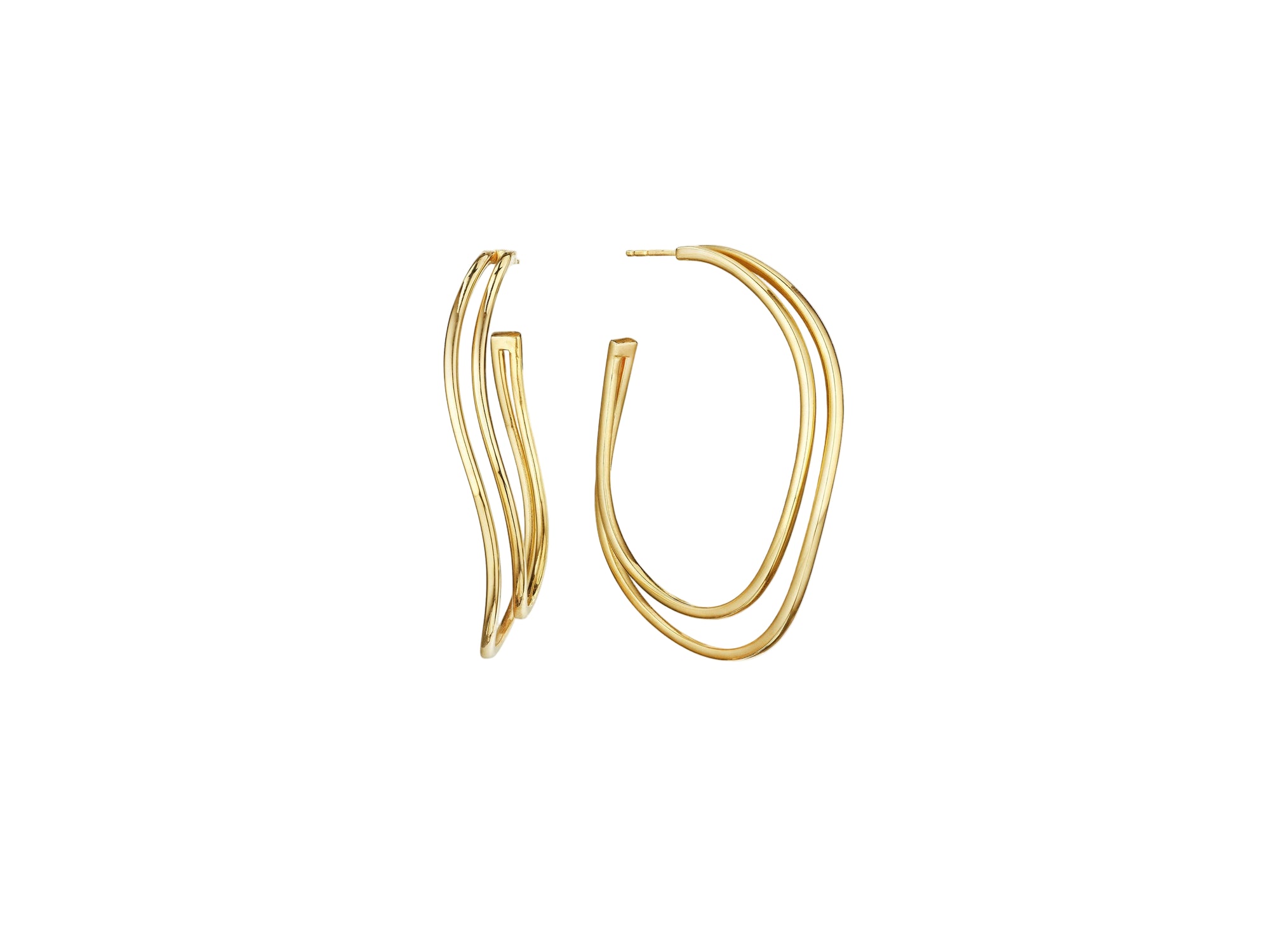 Petite All Gold Two Row Hoop Earrings, 1 1/4”