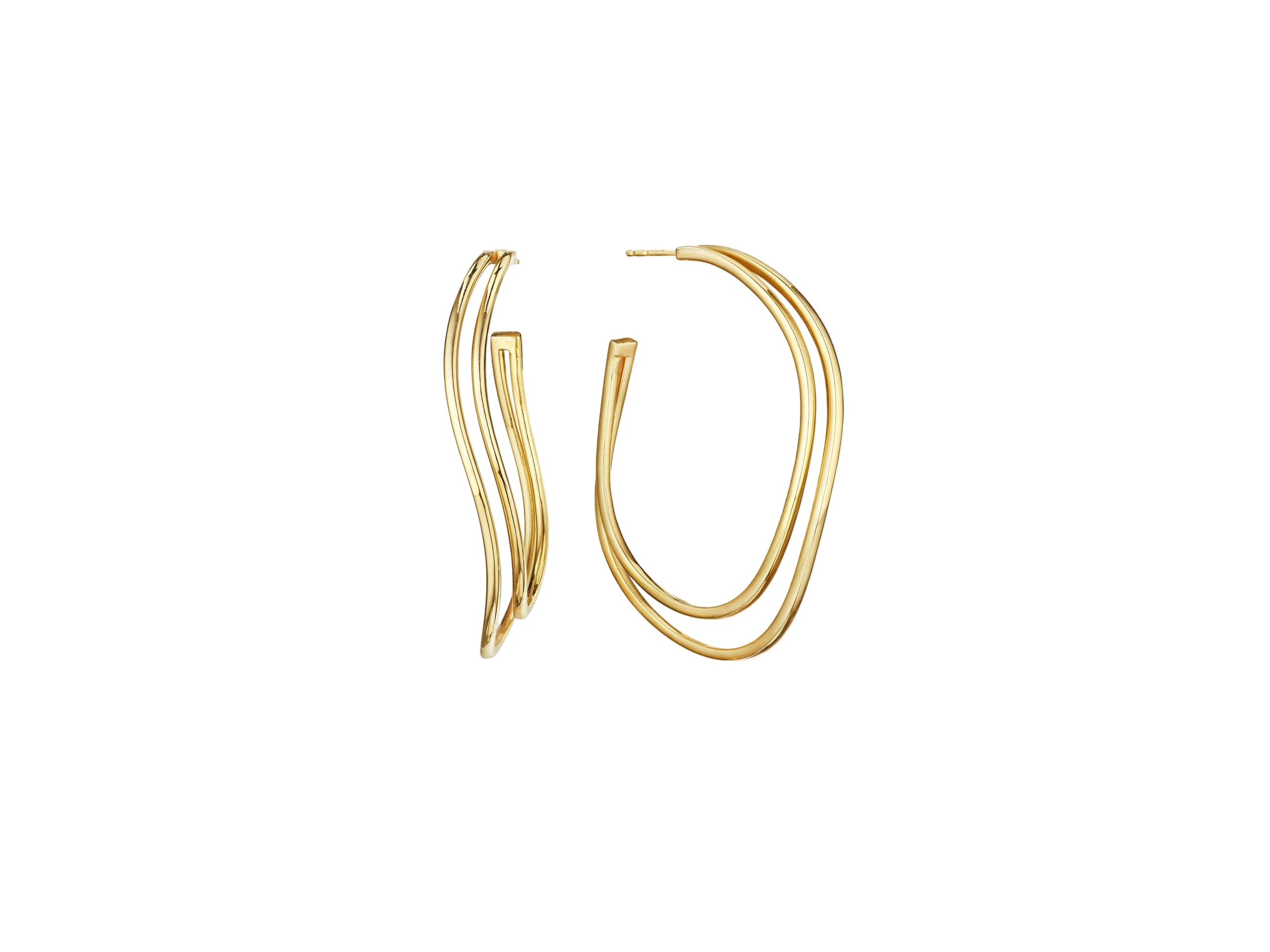 Petite All Gold Two Row Hoop Earrings, 1 1/4”