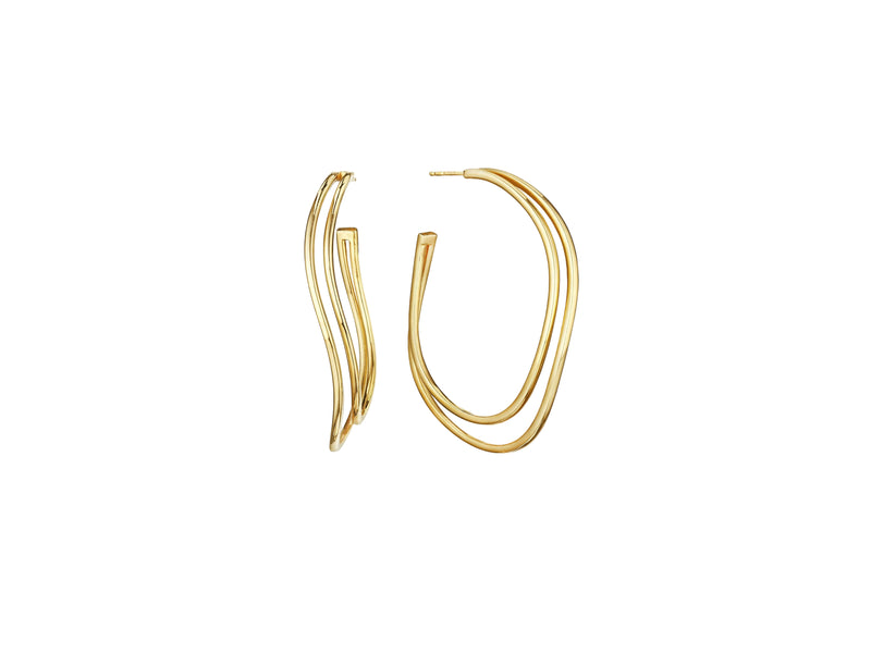 Petite All Gold Two Row Hoop Earrings