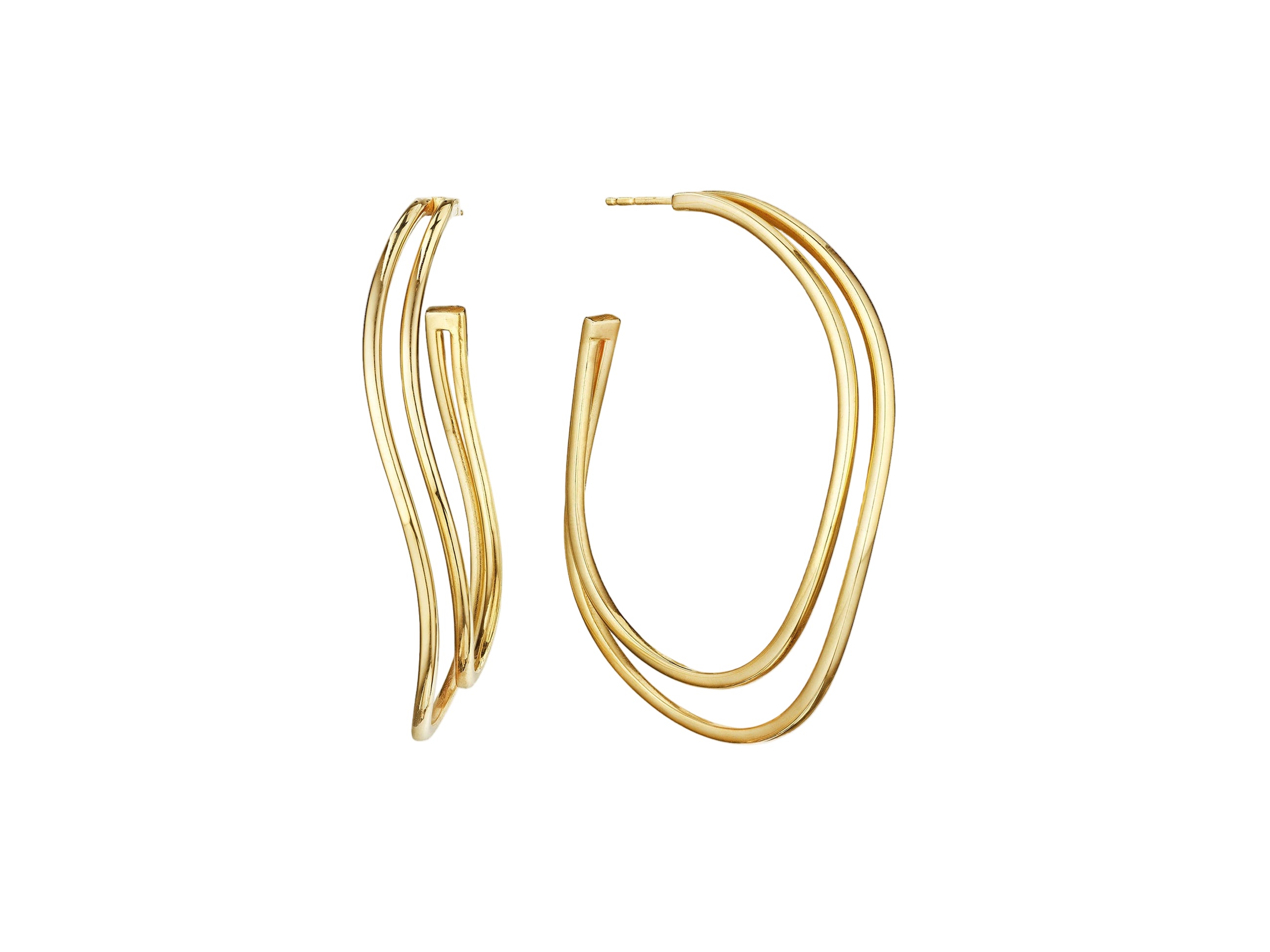 Medium All Gold Two Row Hoop Earrings