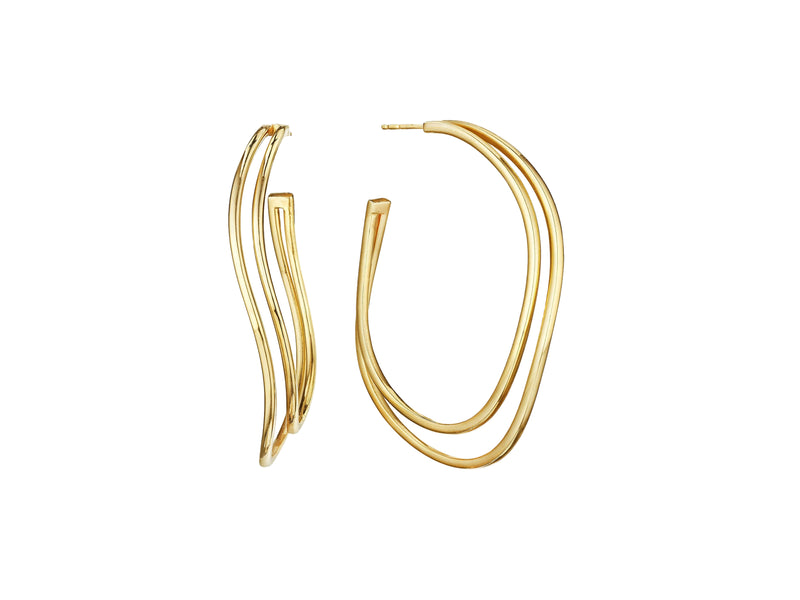Medium All Gold Two Row Hoop Earrings