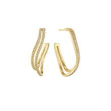 Petite Two Row Diamond Hoops, 1 1/4“
