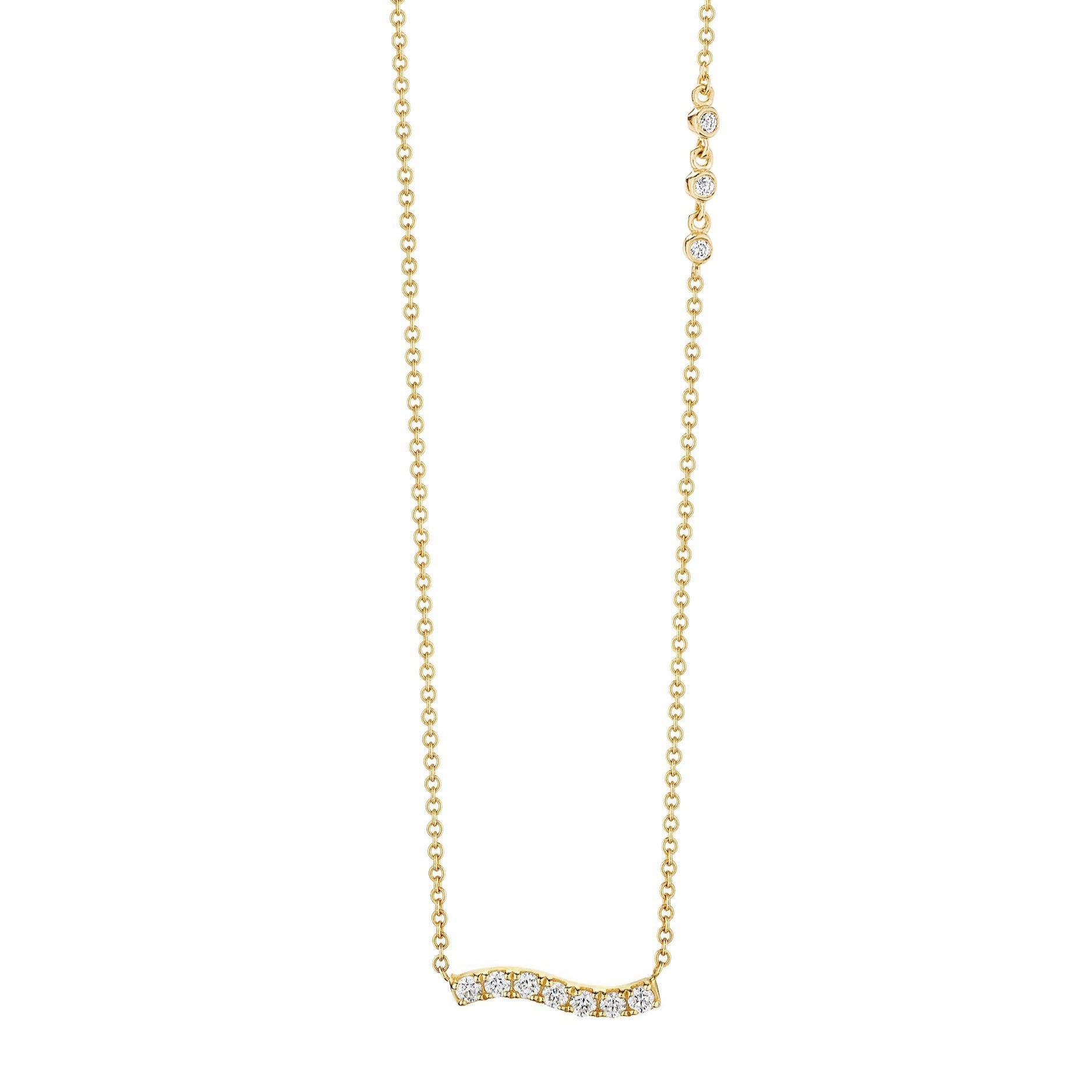 Wavy Horizontal Diamond Pendant Necklace