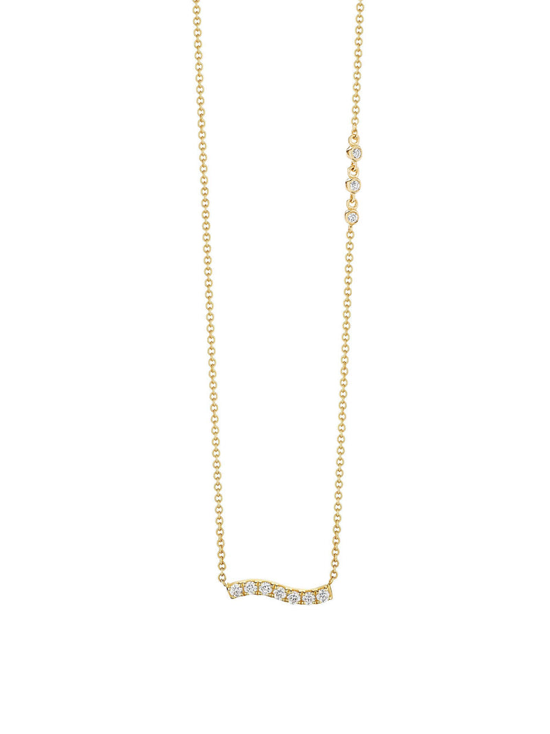 Wavy Horizontal Diamond Pendant Necklace