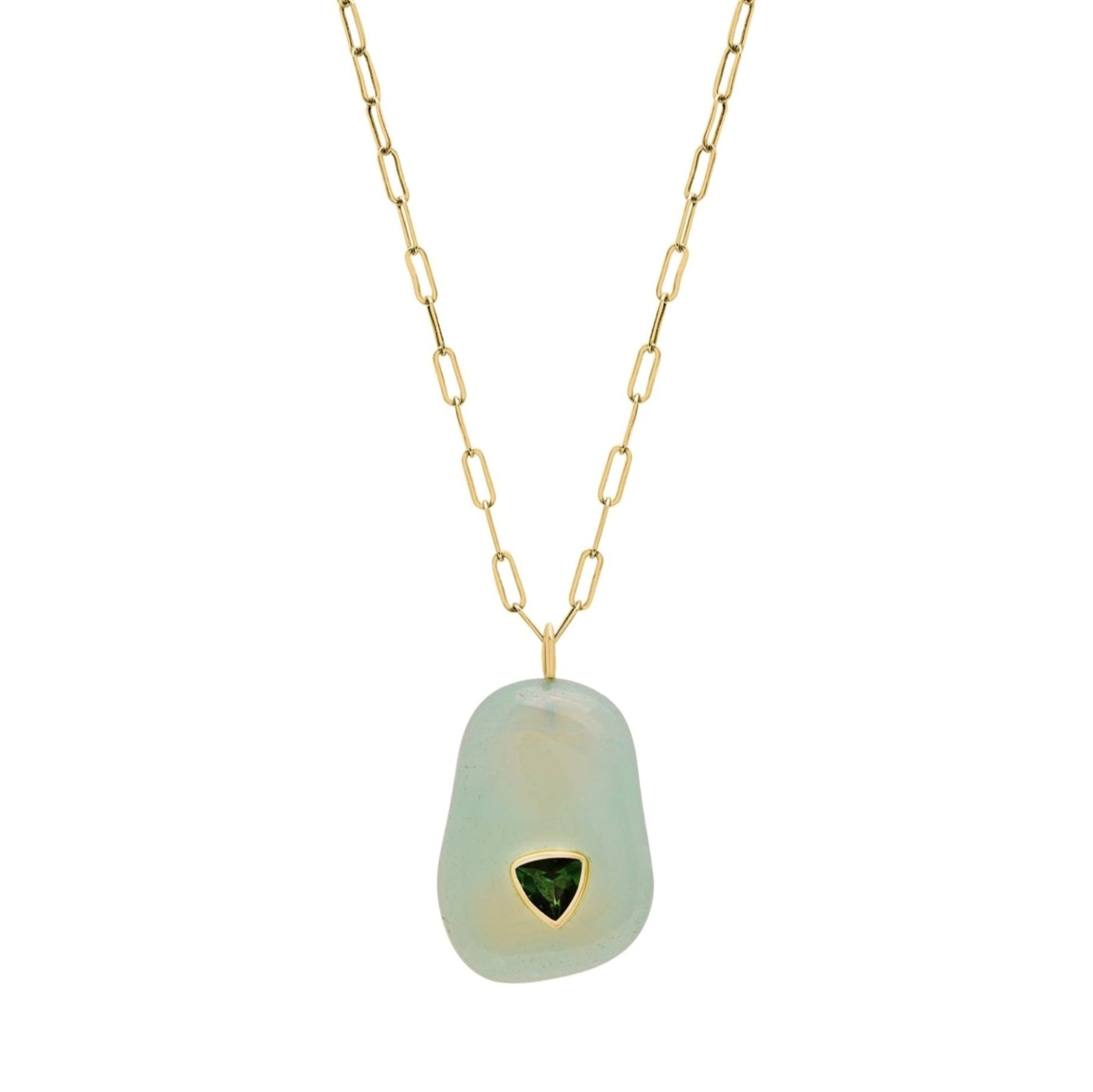 Aqua Onyx Necklace with Trillion Inset