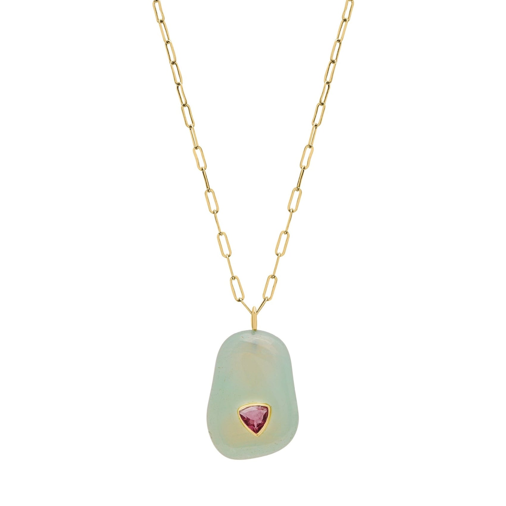 Aqua Onyx Necklace with Trillion Inset