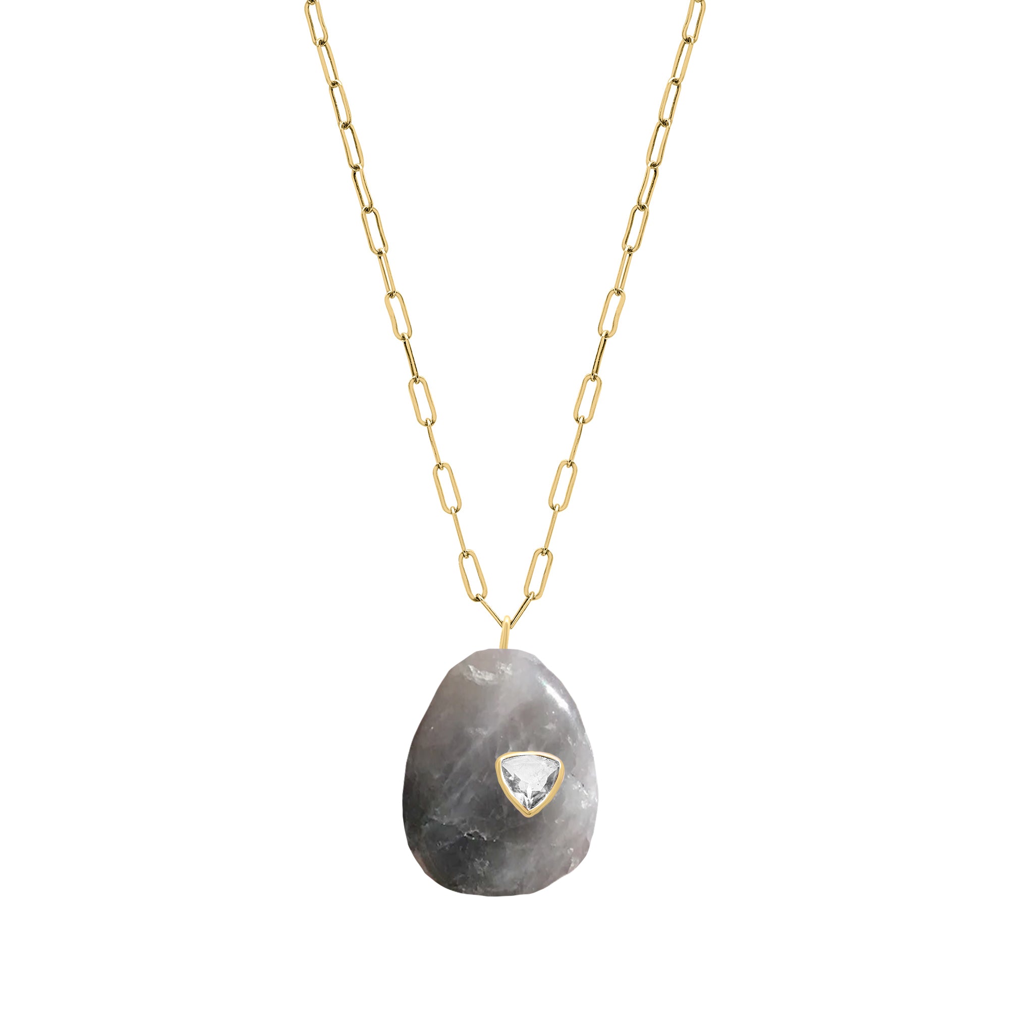 Sweet Tart Cat's Eye Necklace with Trillion Inset