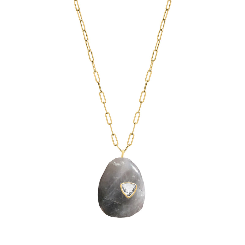 Sweet Tart Cat's Eye Necklace with Trillion Inset