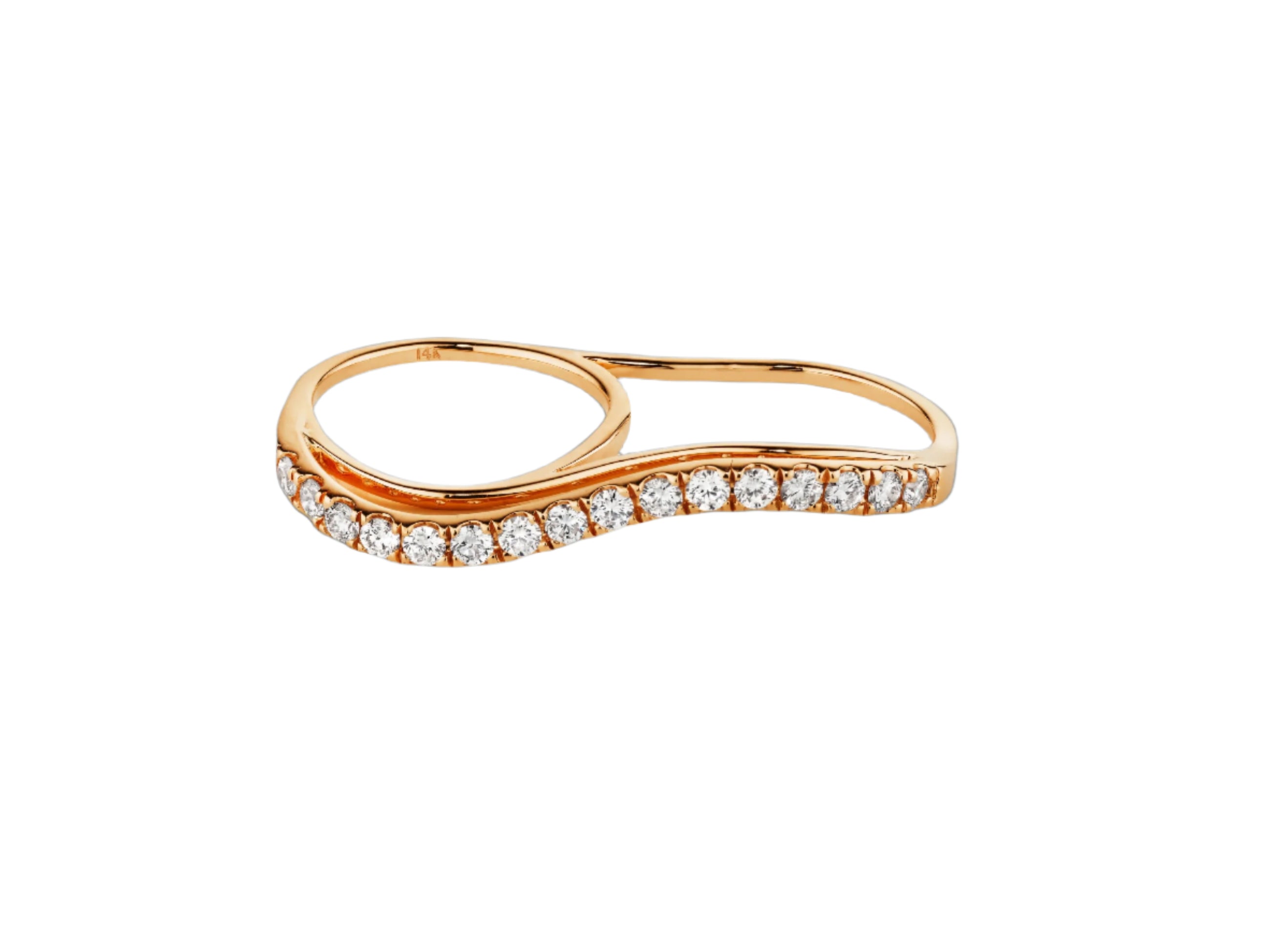 Diamond Double Finger Wavy Ring