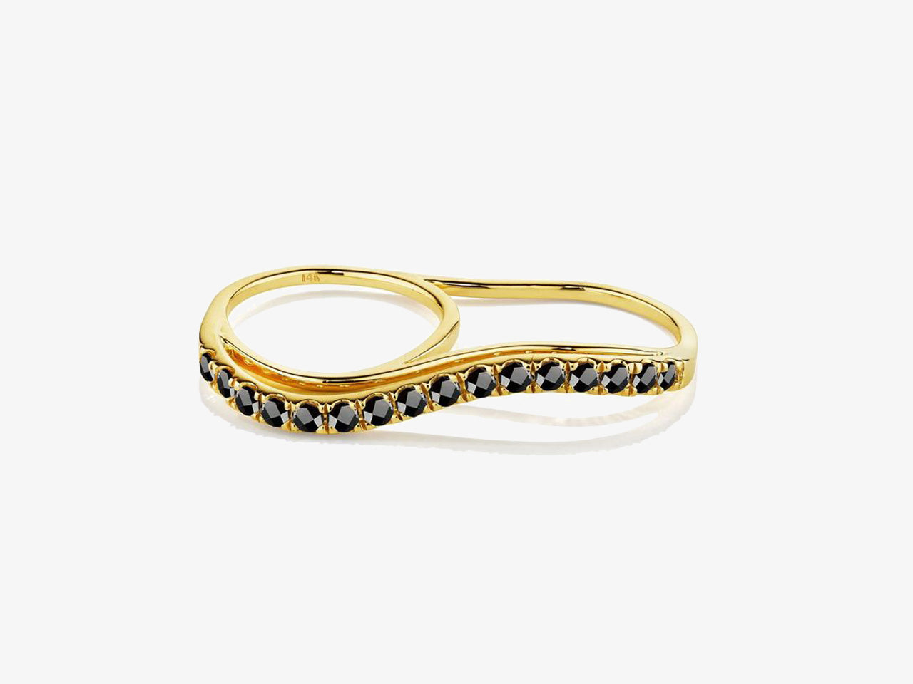 Black Diamond Double Finger Wavy Ring