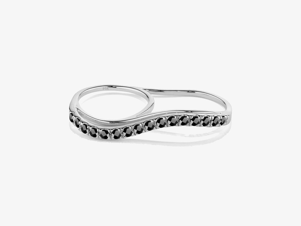 Black Diamond Double Finger Wavy Ring