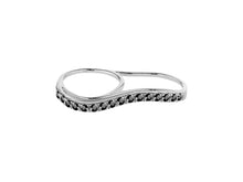 Black Diamond Double Finger Wavy Ring