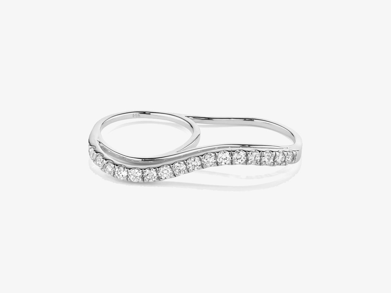 Diamond Double Finger Wavy Ring