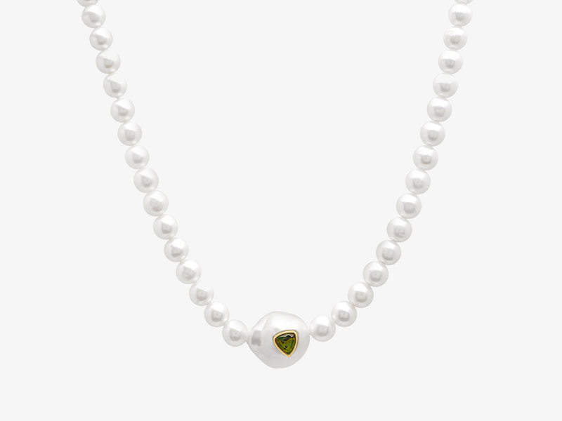 Baroque Pearl Choker with Green Tourmaline Inset