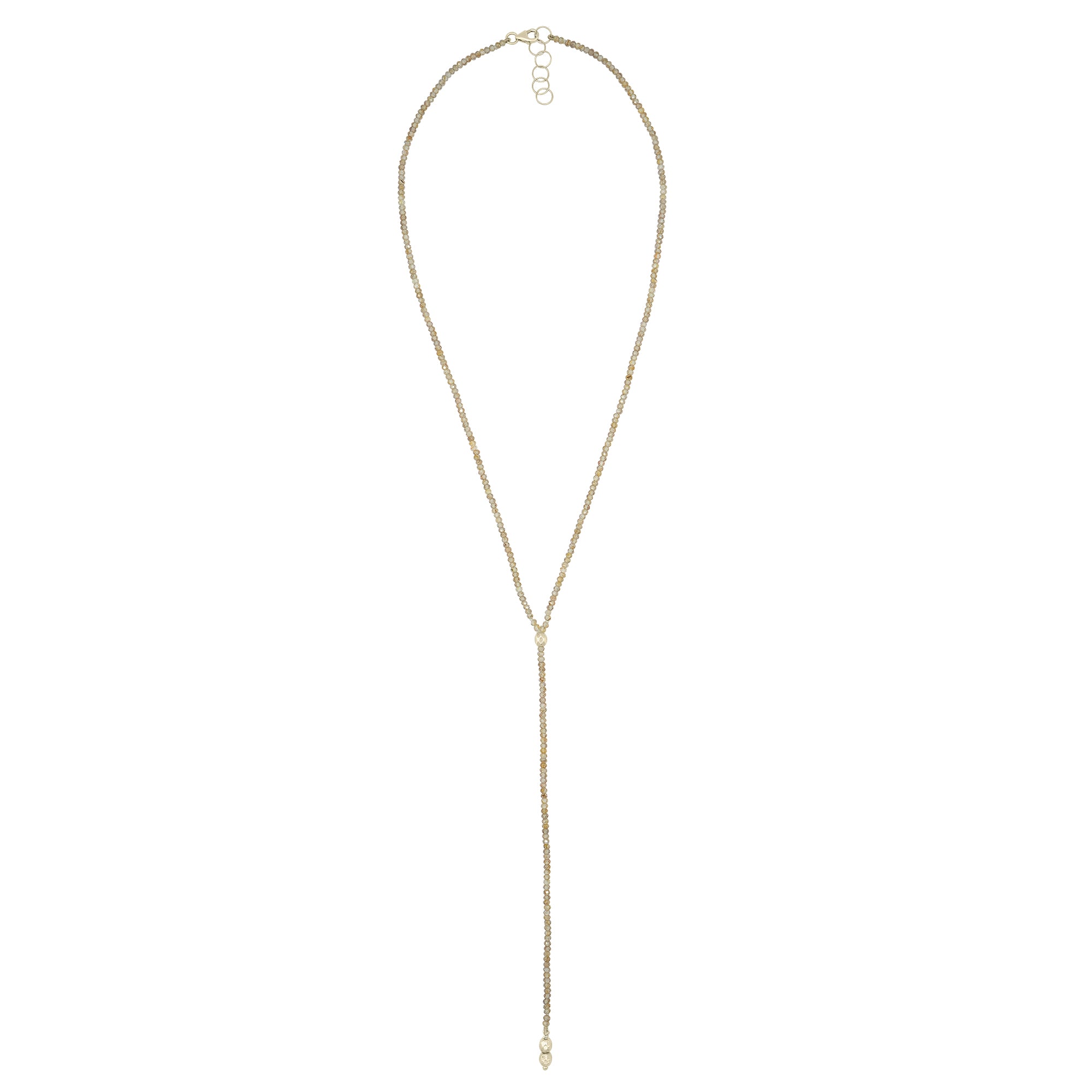 Champagne Zircon Lariat with Gold Sculptural Accents
