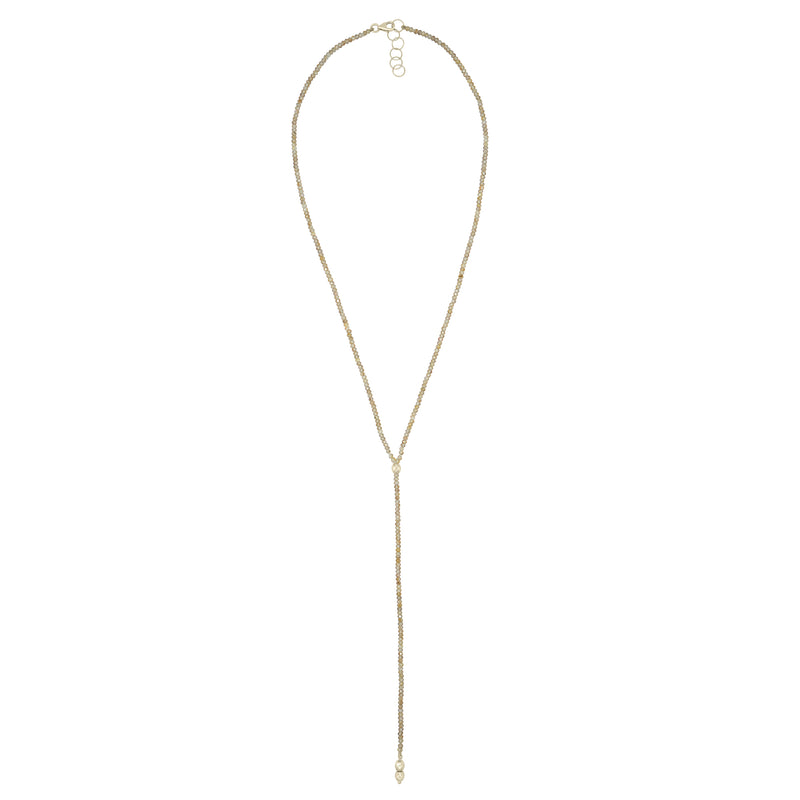 Champagne Zircon Lariat with Gold Sculptural Accents