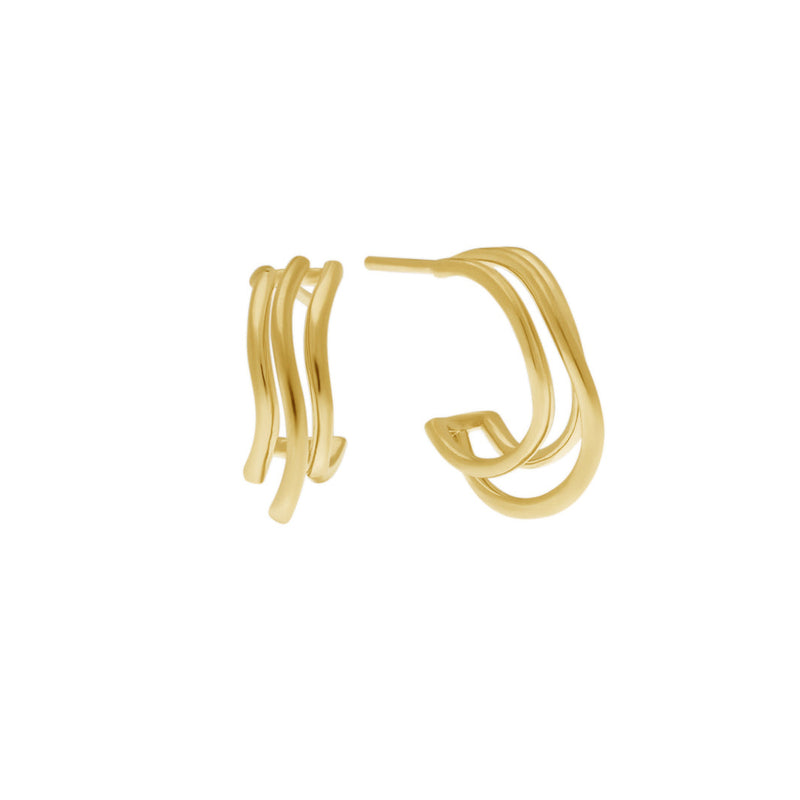 Three Row Huggie Earrings