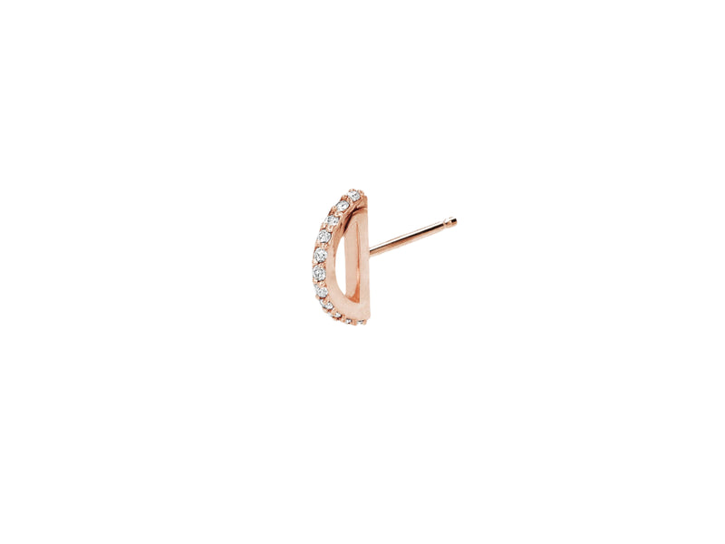 Half Circle Single Stud with Diamond Pavé