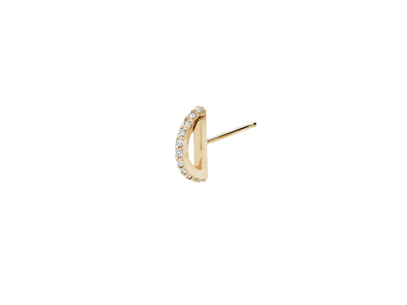 Half Circle Single Stud with Diamond Pavé