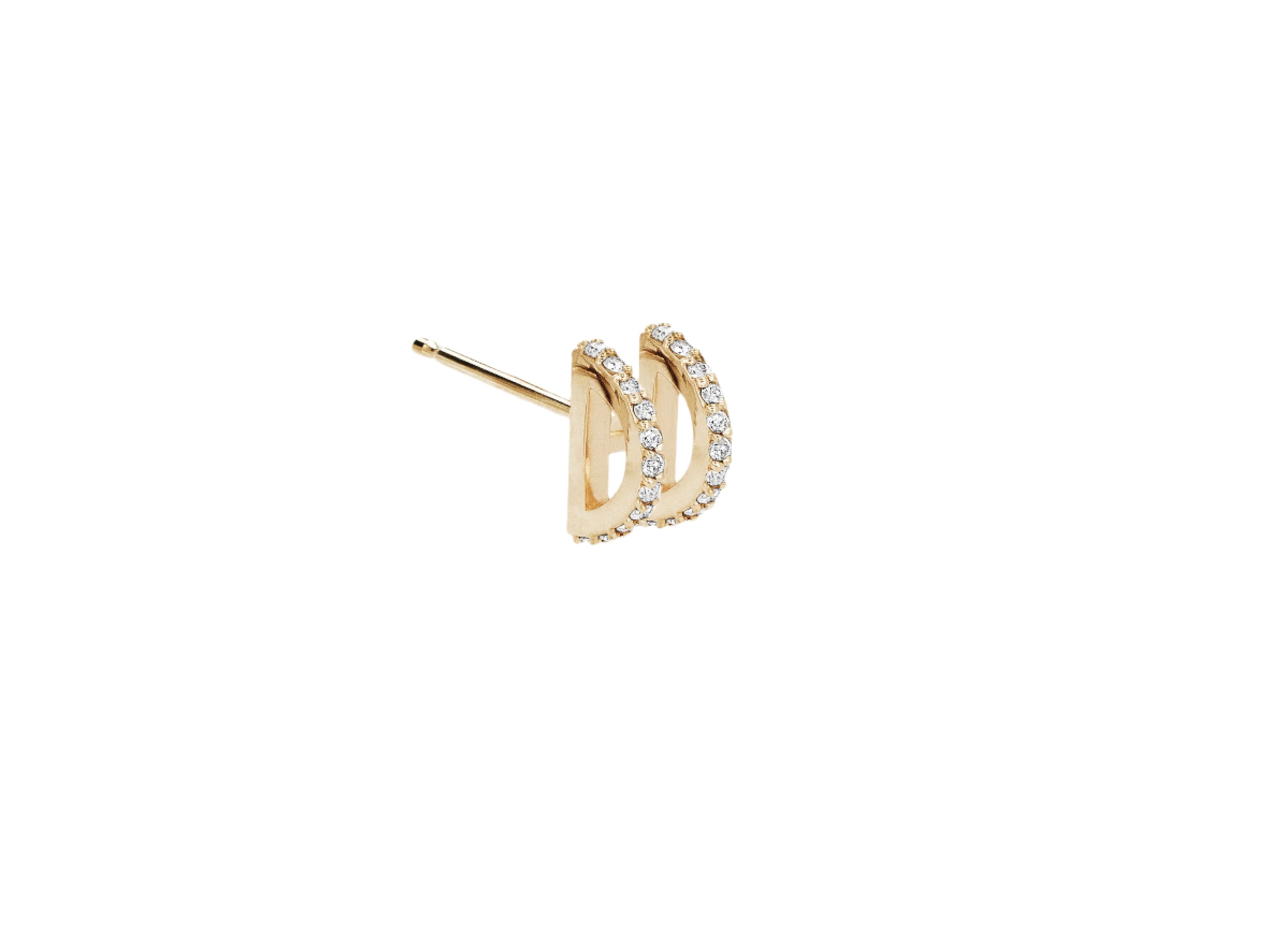 Double Half Circle Single Stud with Diamond Pavé