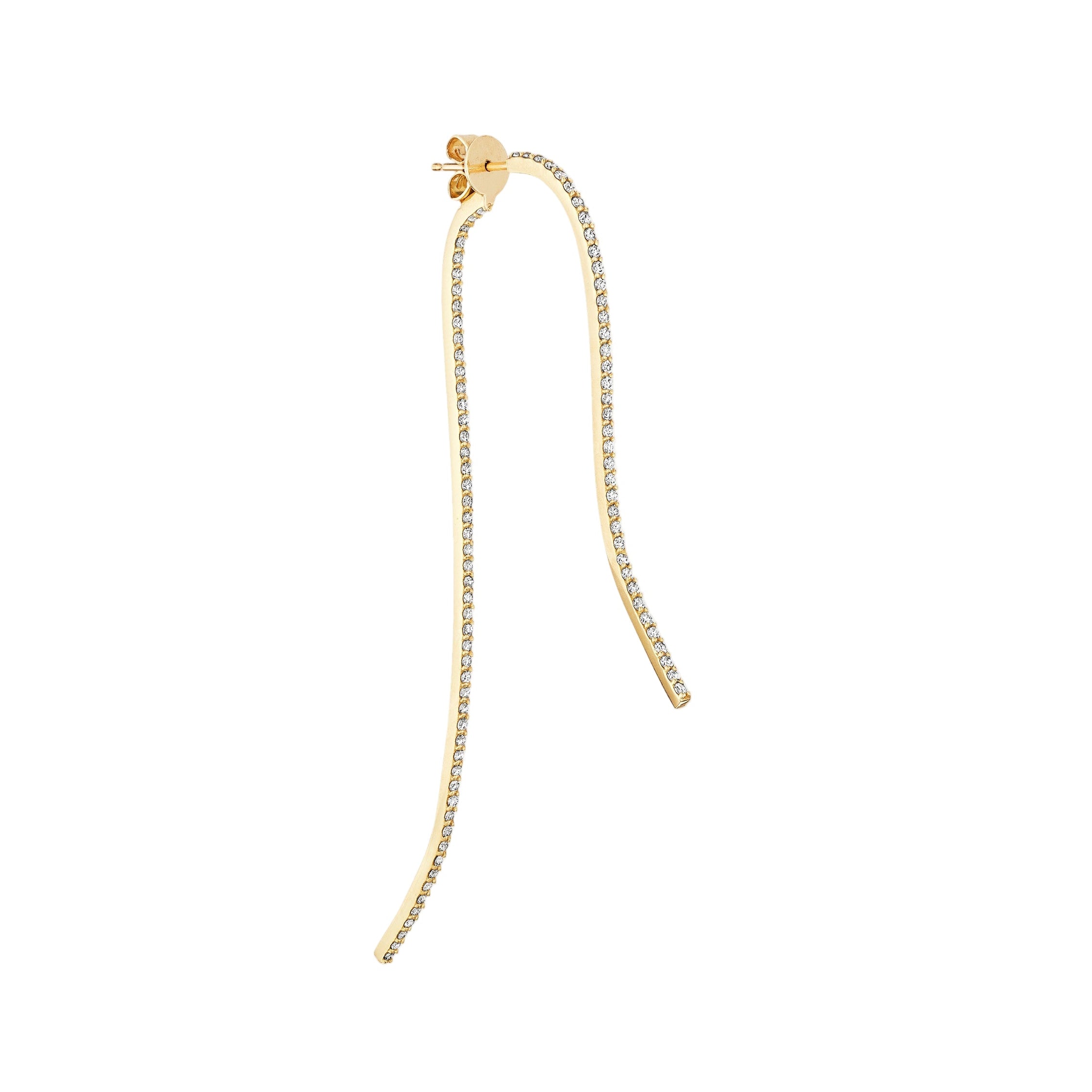 Infinity Sculptural Two Part Curved Earring with Diamond Pave