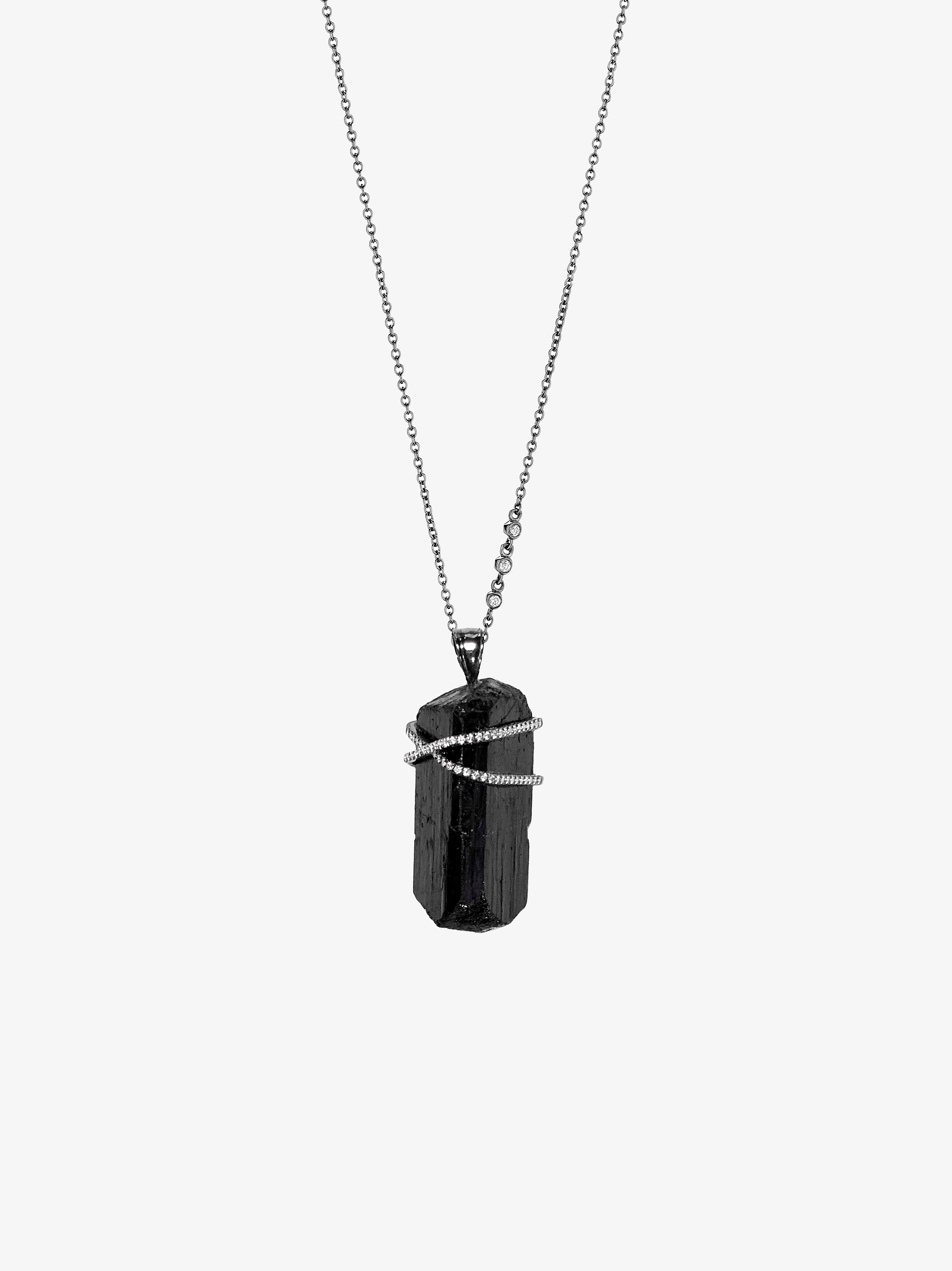 Black Tourmaline Crystalline Necklace