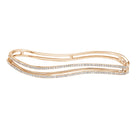 Three Dimensional Wavy Double Line Palm Cuff with Full Diamond Pave