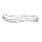 Three Dimensional Wavy Double Line Palm Cuff with Full Diamond Pave
